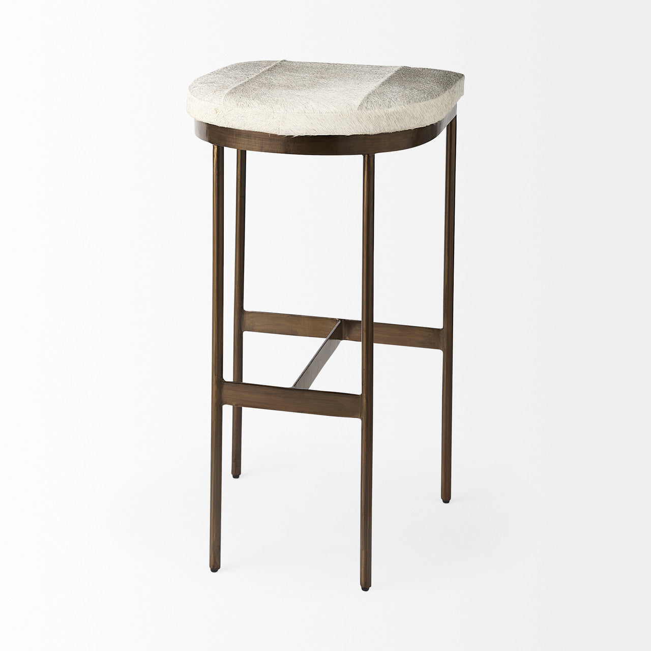 Millie 16.75 X 17.75 X 30 Hair-on-hide Seat W/ Gold Frame Bar Stool