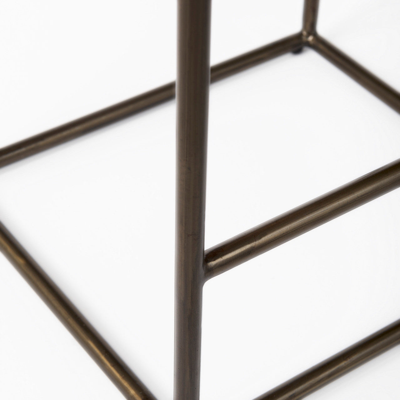 Clarissa 18.0L x 16.0W x 26.25H Black Woven Leather Seat W/ Gold Frame Counter Stool