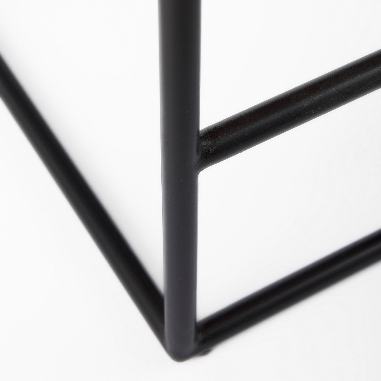 Clarissa 18.0L x 16.0W x 26.25H Dark Brown Woven Leather Seat W/ Black Iron Frame Counter Stool
