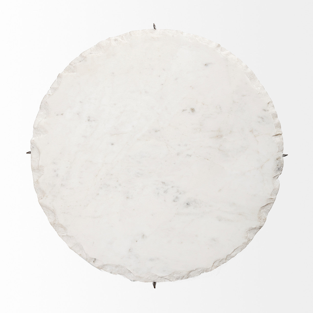 Reinhold II 21L x 21W x 21H Round Live-Edge Marble Top and Gold Metal Base Side/End Table