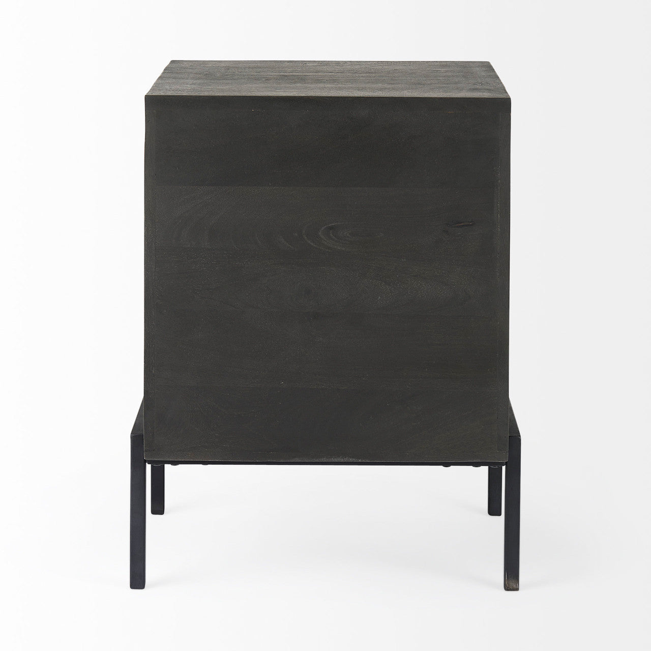Arelius 20L x 18W x 26H Black-Brown Wood W/ Black Metal Frame End/Side Table