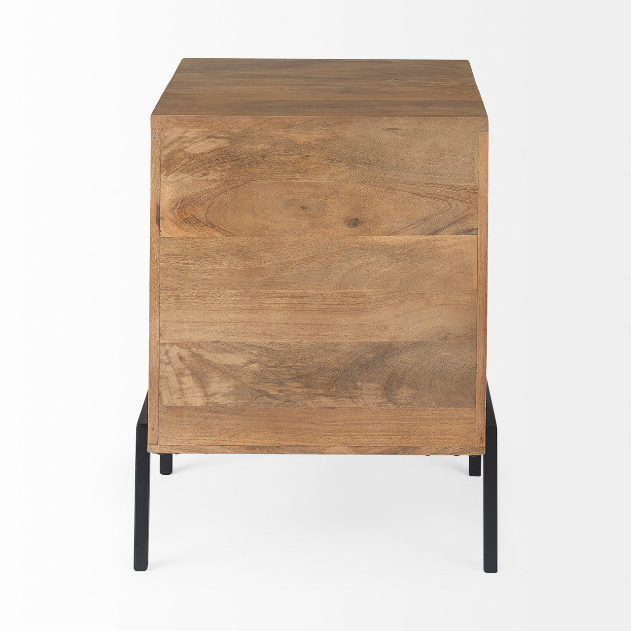 Arelius 20L x 18W x 26H Light Brown Wood W/ Black Metal Frame End/Side Table