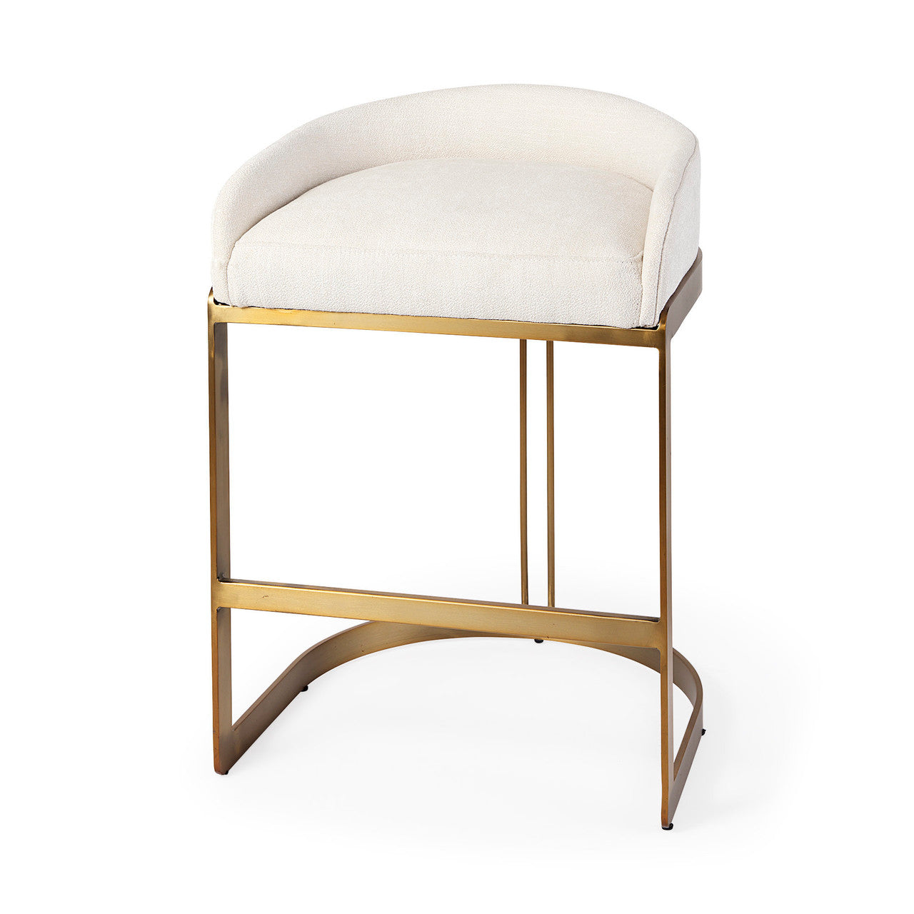 Hollyfield II Cream Fabric Seat W/ Gold Metal Base Counter Stool