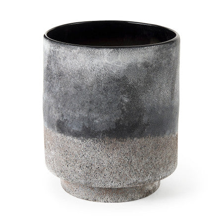 Squally Black/Brown Glass Ombre Textured Vase