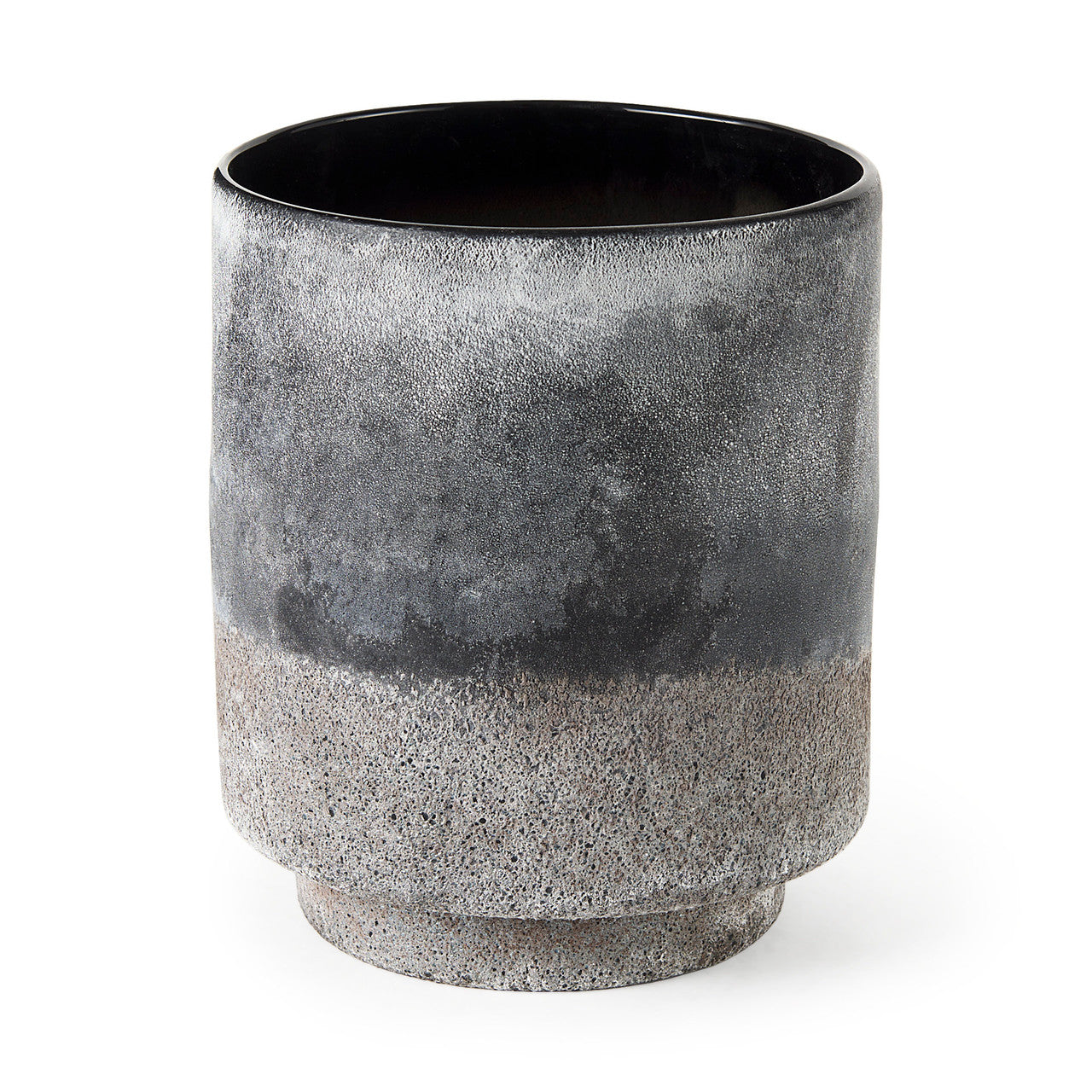 Squally 8.0L x 8.0W x 8.6H Black/Brown Glass Ombre Textured Vase
