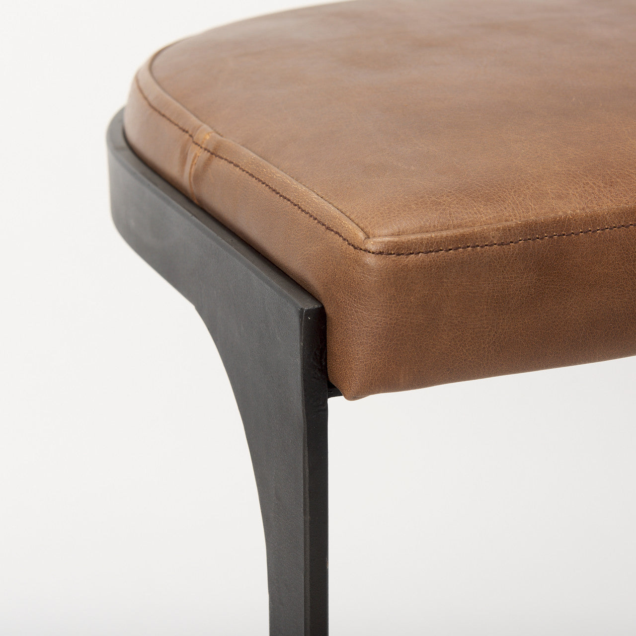 Tyson 17L x 18W x 28H Brown Leather W/ Metal Frame Counter Stool