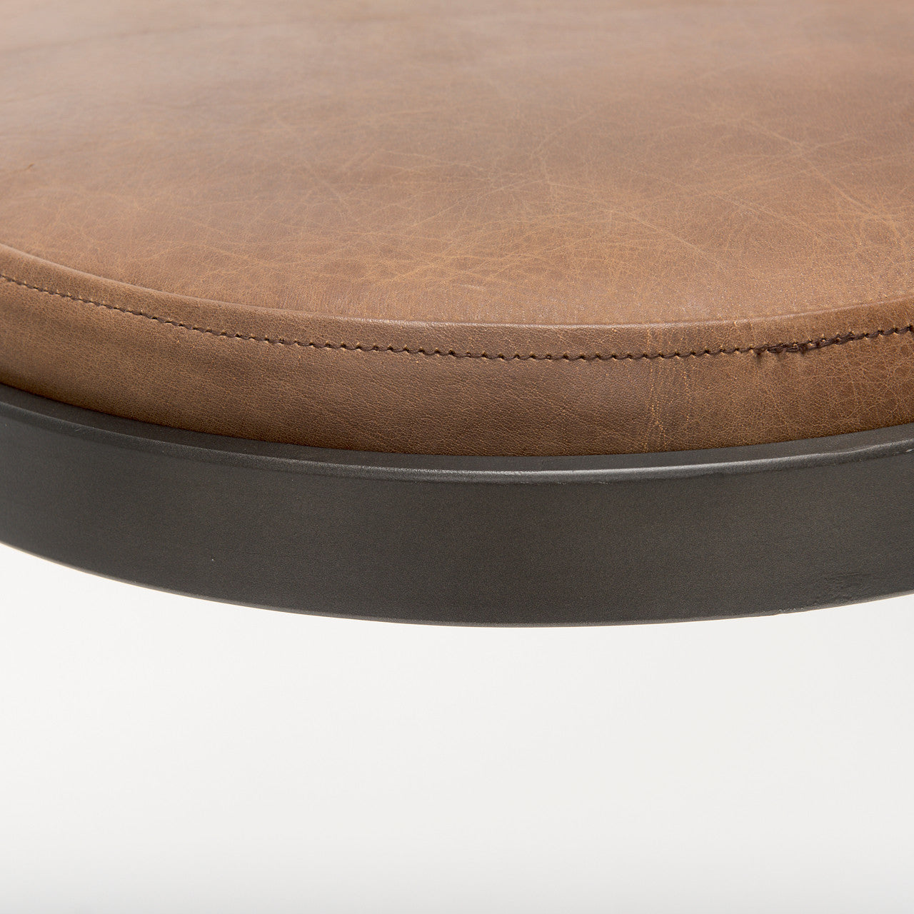 Tyson 17L x 18W x 28H Brown Leather W/ Metal Frame Counter Stool