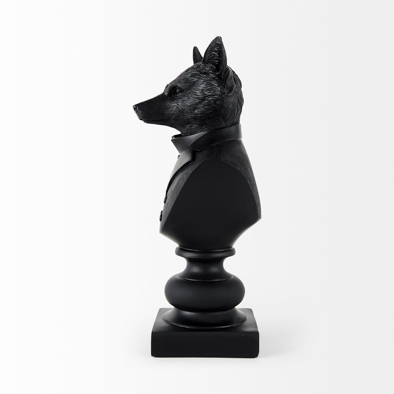 Murray 6.0L x 4.5W x 13.0H Black Painted Resin Fox in a Suit Bust