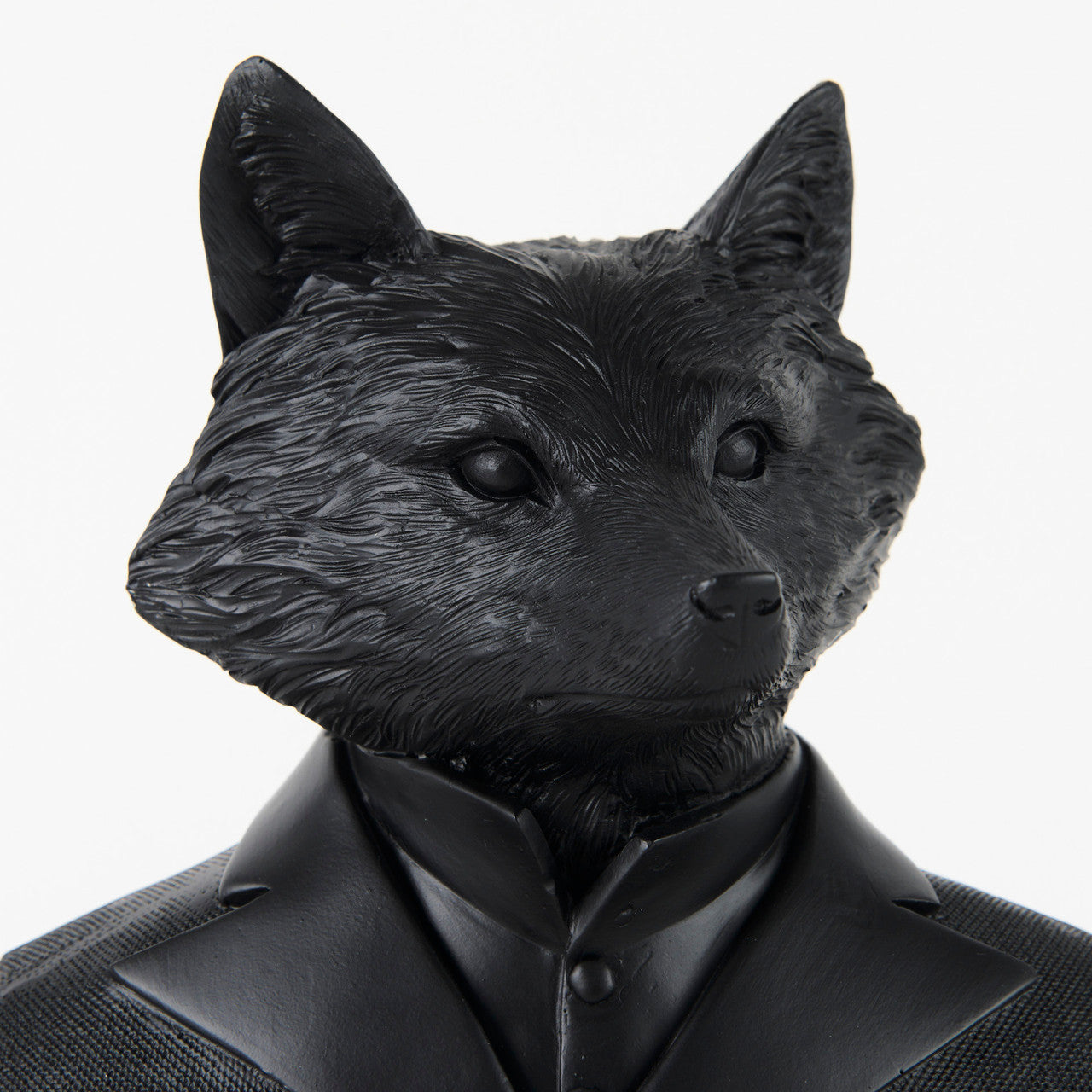 Murray 6.0L x 4.5W x 13.0H Black Painted Resin Fox in a Suit Bust