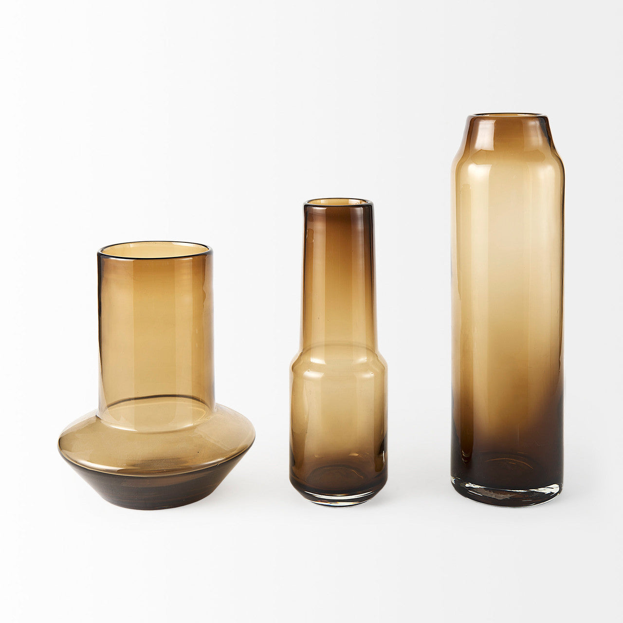 Amrita 8.3L x 8.3W x 9.7H Golden Brown Glass Vase