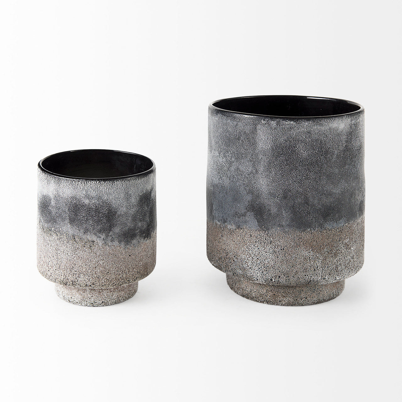 Squally 8.0L x 8.0W x 8.6H Black/Brown Glass Ombre Textured Vase