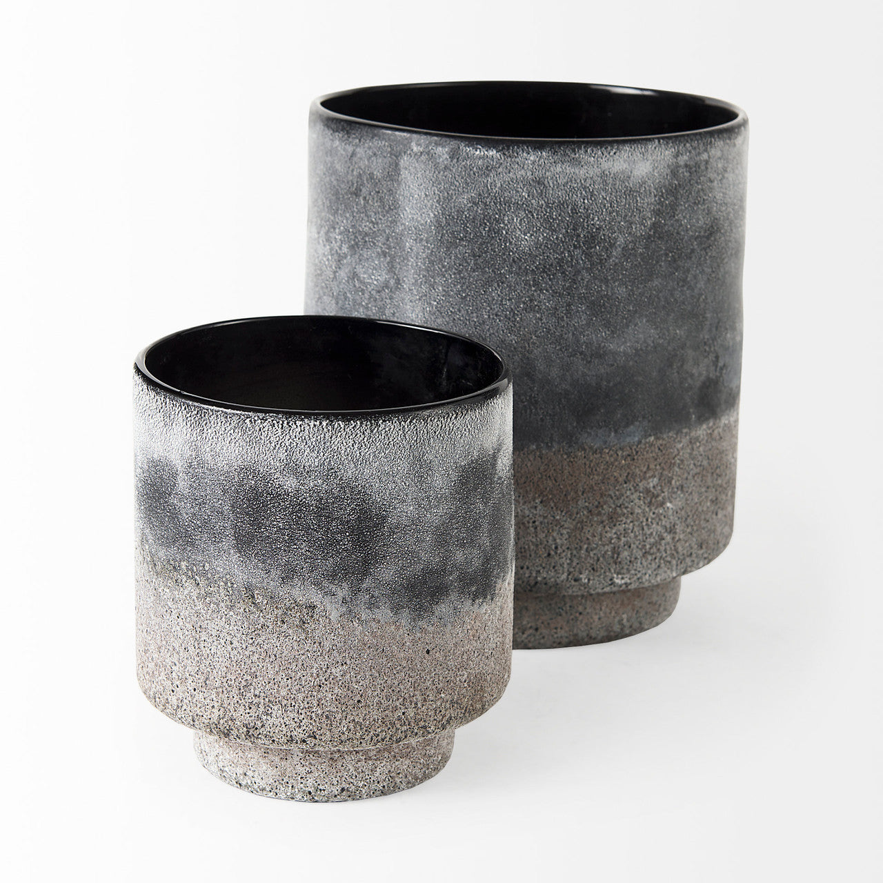 Squally 8.0L x 8.0W x 8.6H Black/Brown Glass Ombre Textured Vase
