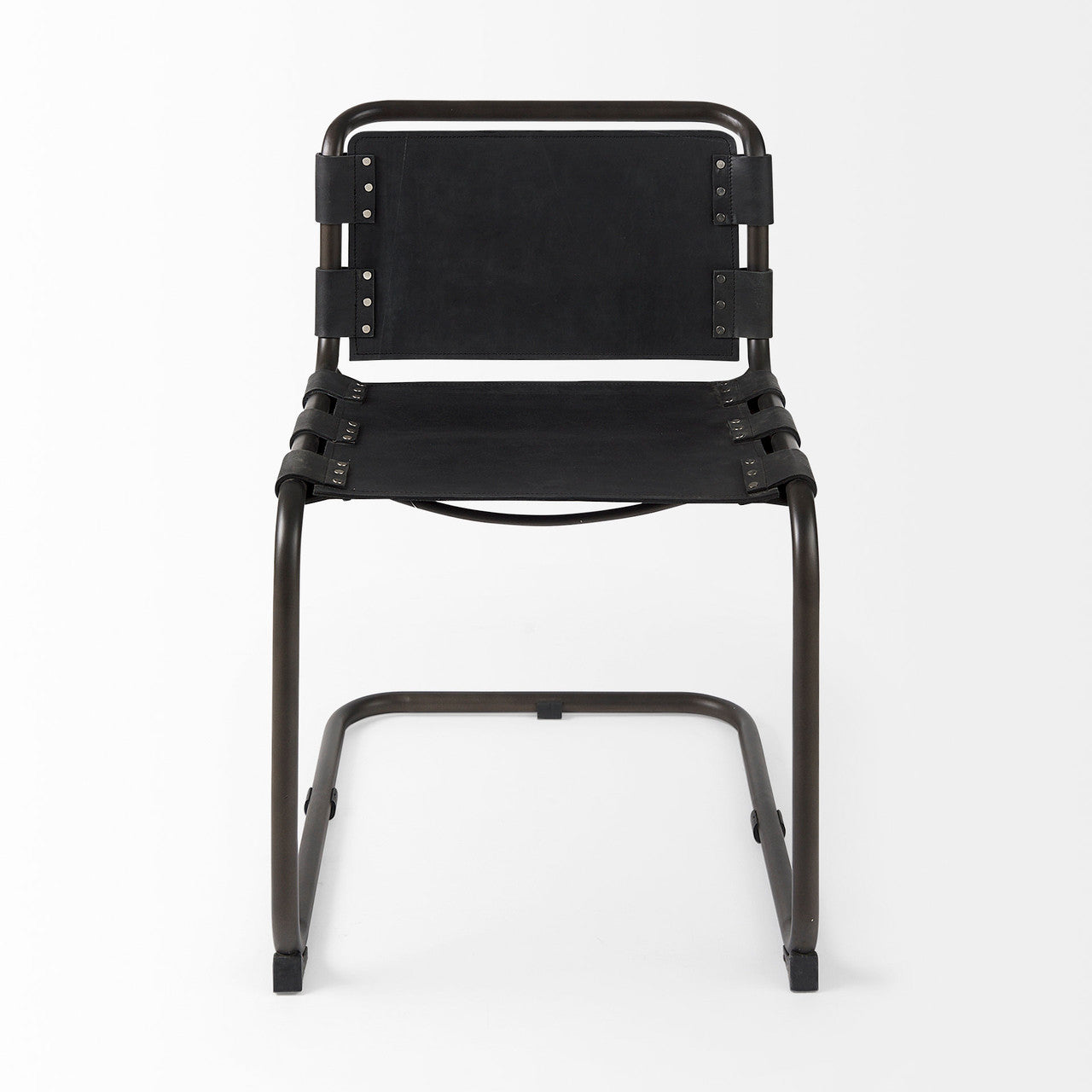 Berbick 33" Total Height Black Leather w/ Iron Frame Dining Chair
