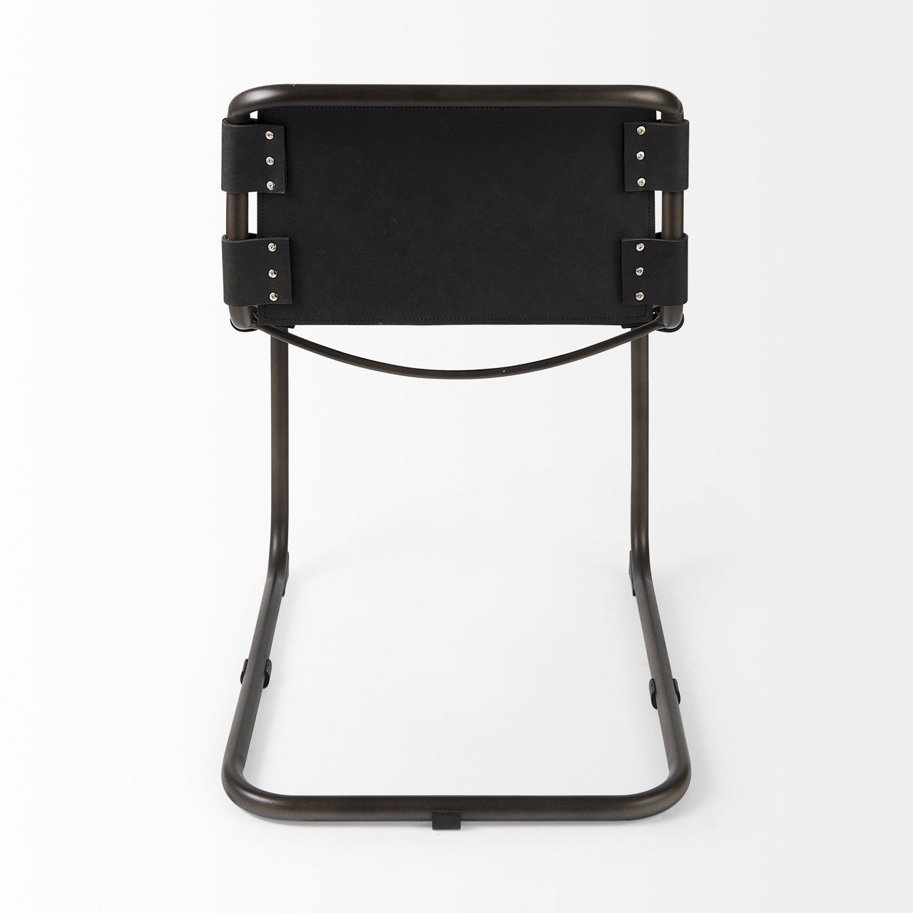 Berbick 33" Total Height Black Leather w/ Iron Frame Dining Chair