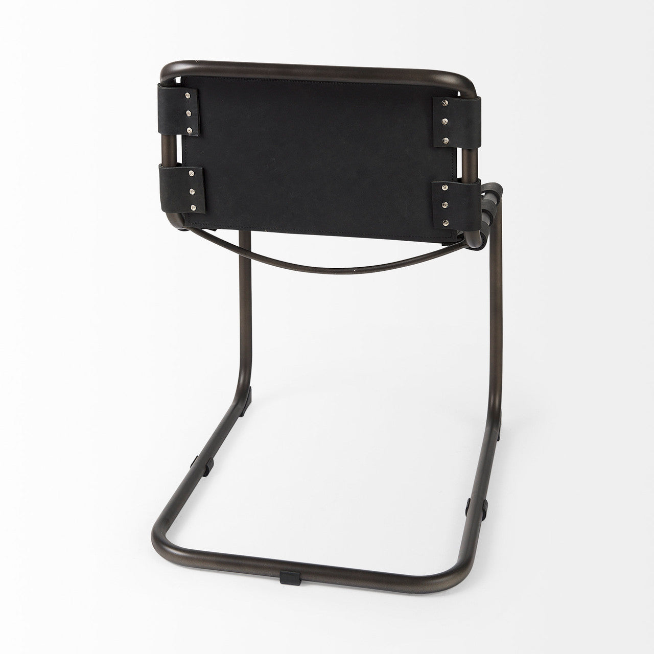 Berbick 33" Total Height Black Leather w/ Iron Frame Dining Chair