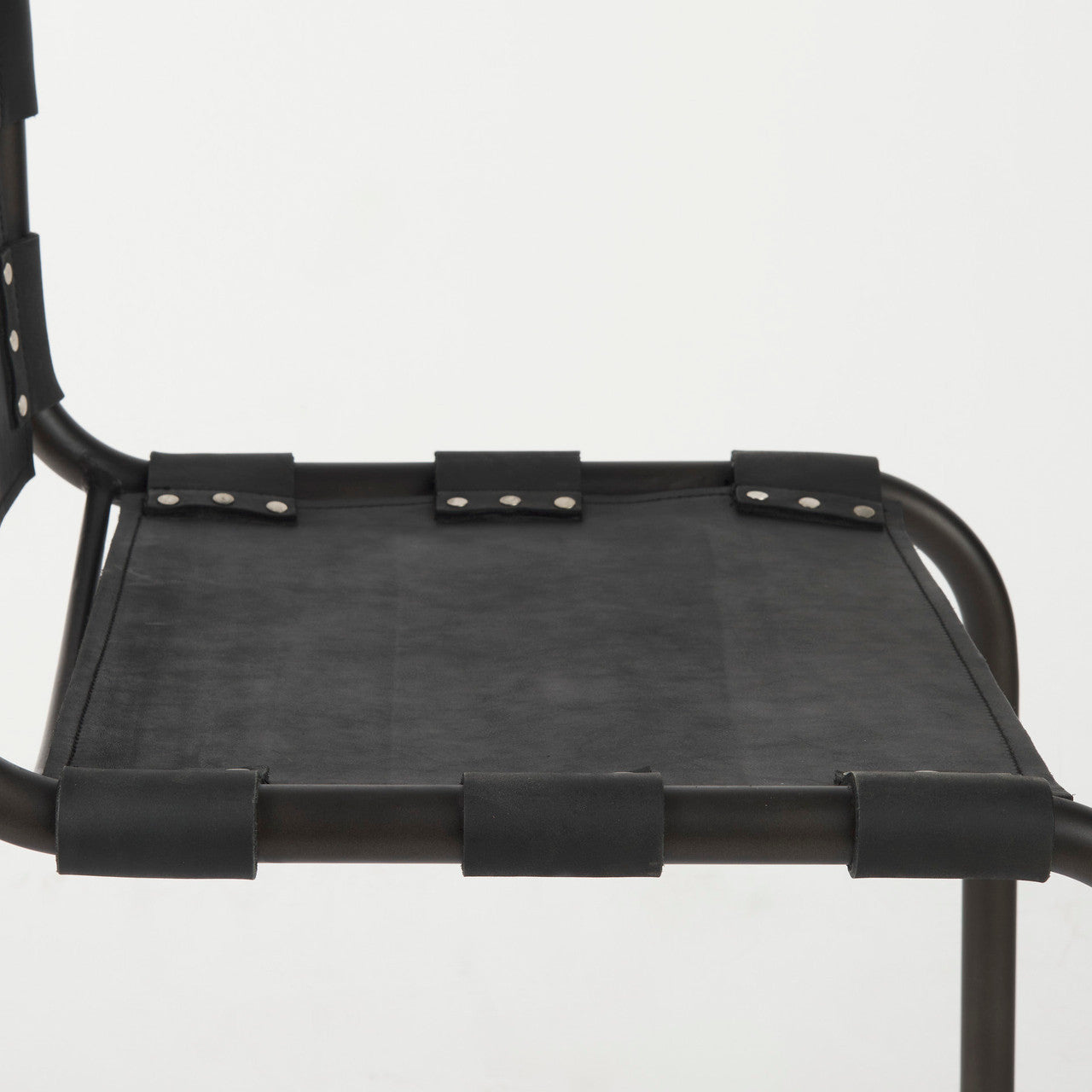 Berbick 33" Total Height Black Leather w/ Iron Frame Dining Chair