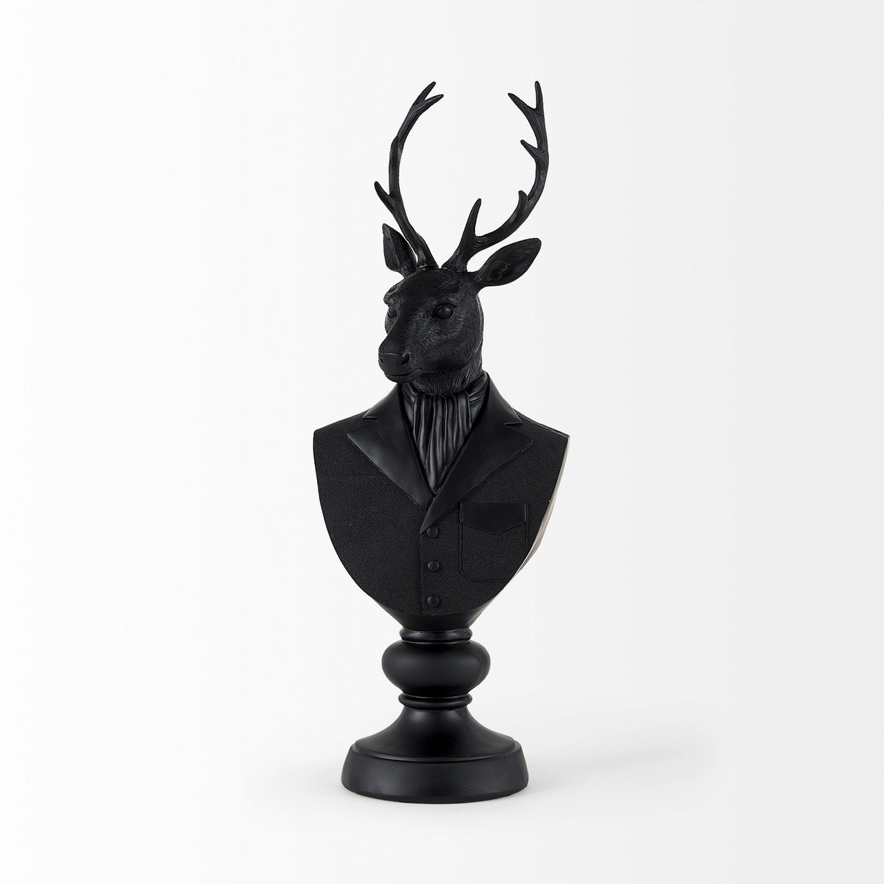 Mozart 8.2L x 6.0W x 22.5H Black Painted Resin Deer Bust