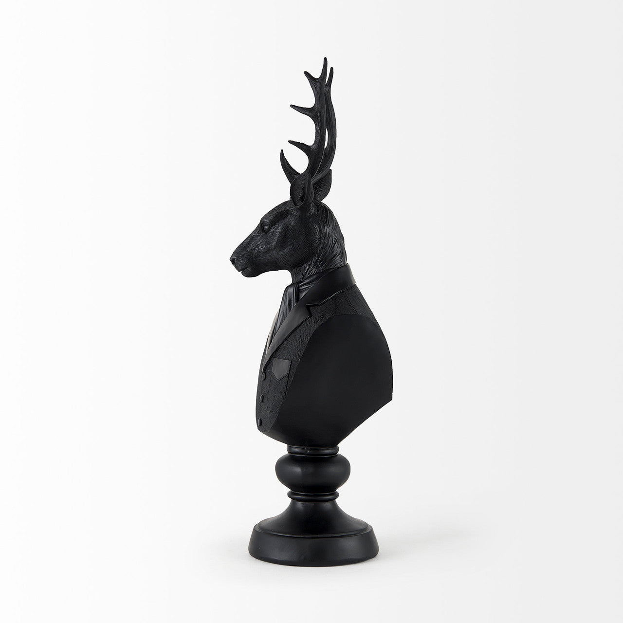 Mozart 8.2L x 6.0W x 22.5H Black Painted Resin Deer Bust