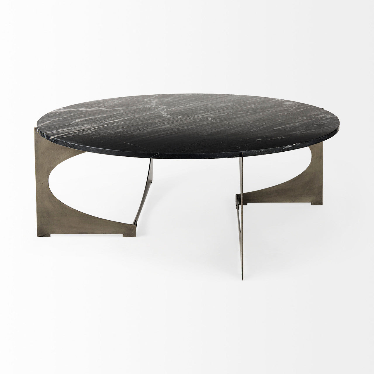 Reinhold III Black Marble Top Iron Coffee Table