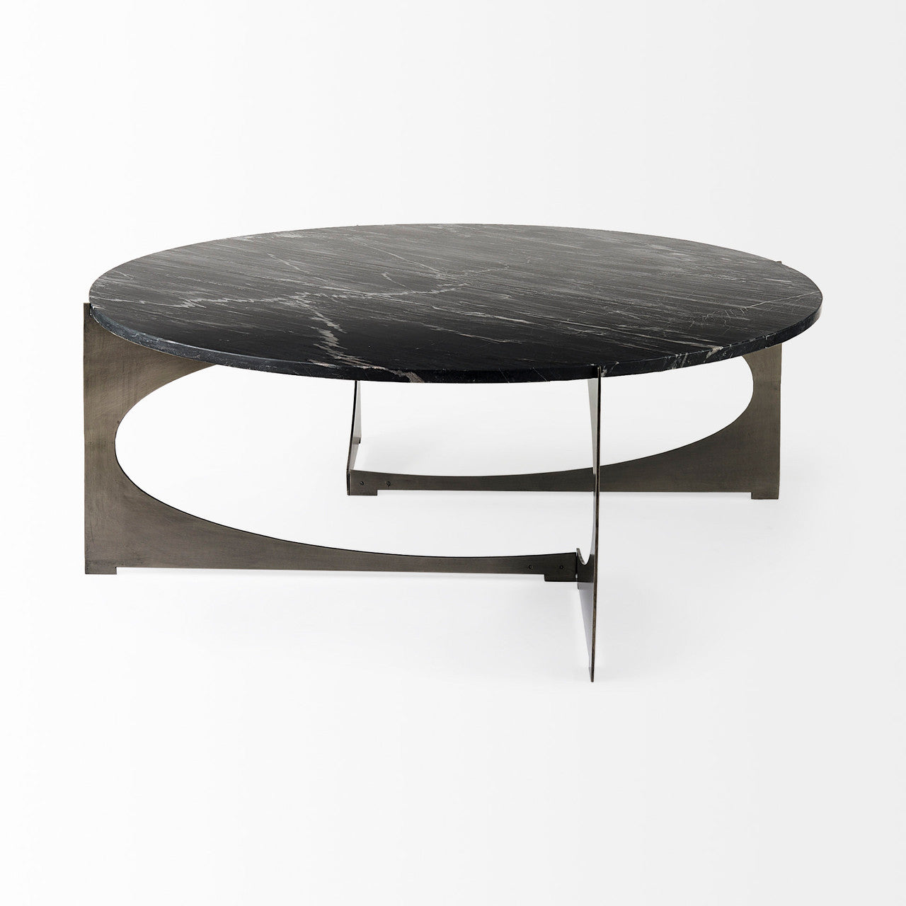 Reinhold III Black Marble Top Iron Coffee Table