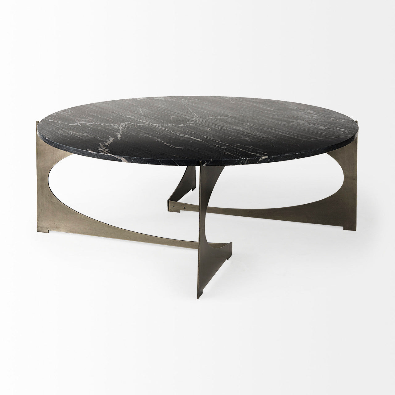Reinhold III Black Marble Top Iron Coffee Table