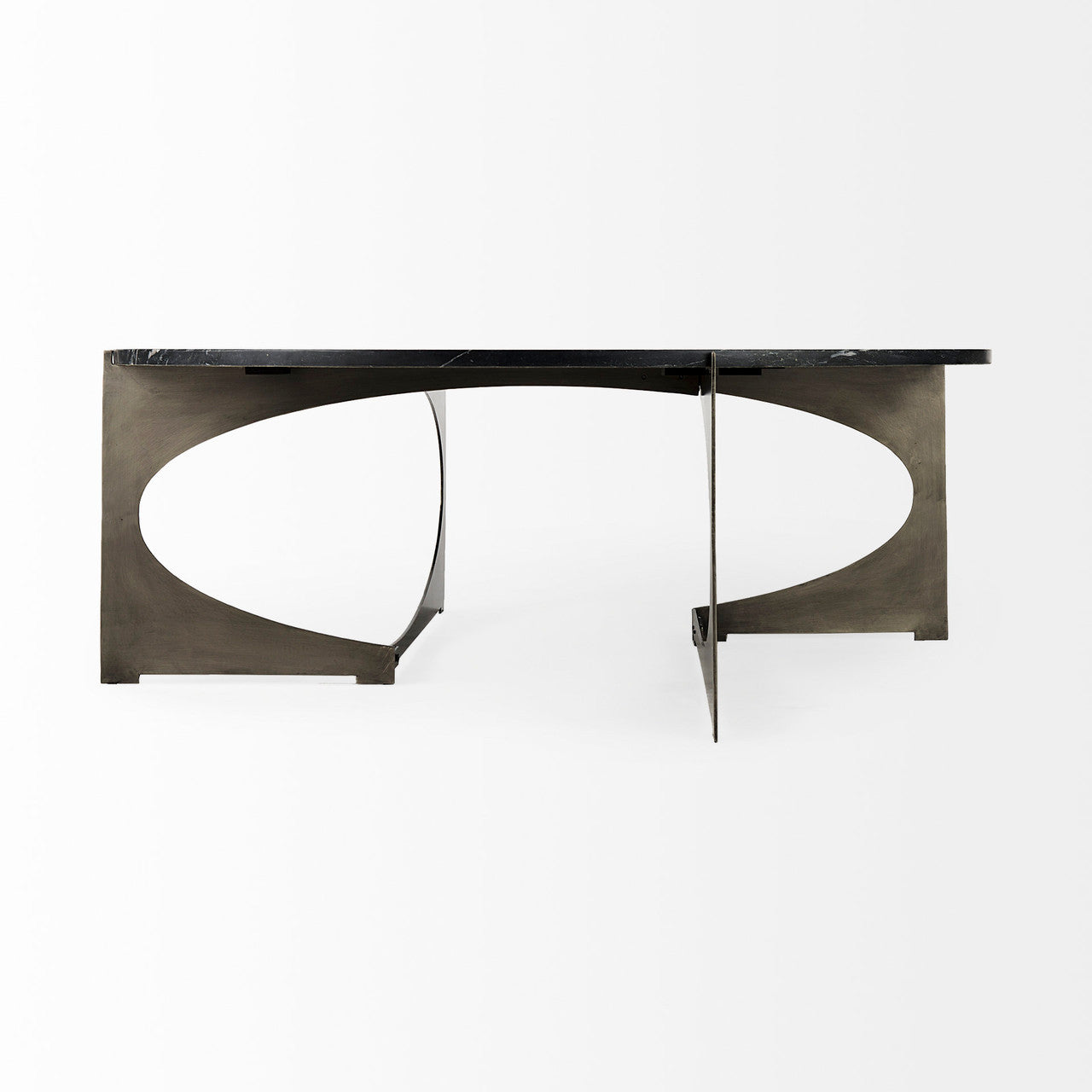 Reinhold III Black Marble Top Iron Coffee Table