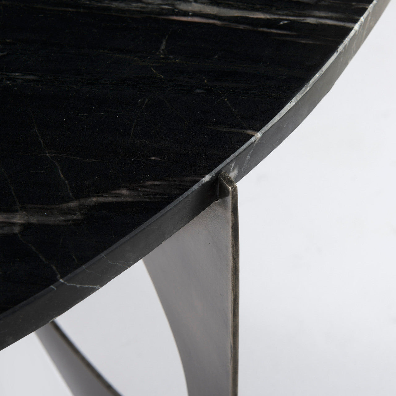 Reinhold III Black Marble Top Iron Coffee Table