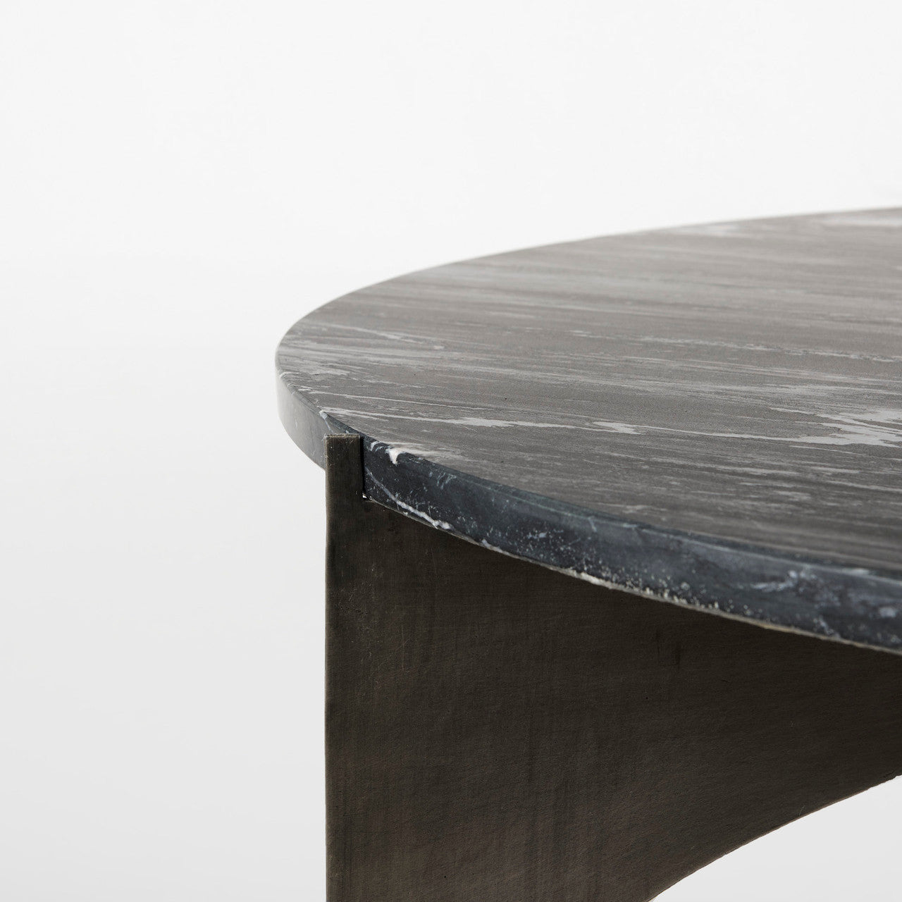 Reinhold III Black Marble Top Iron Coffee Table