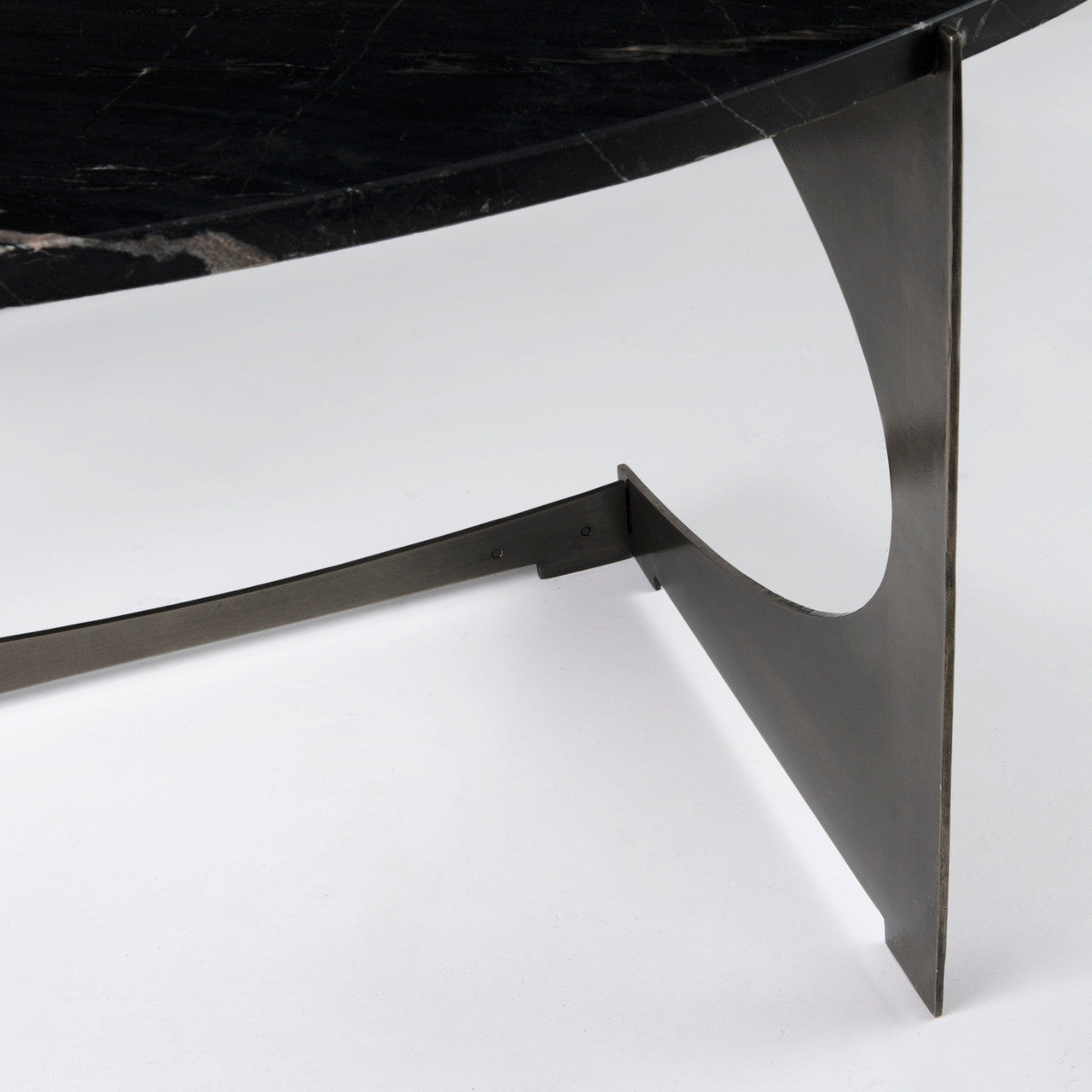 Reinhold III Black Marble Top Iron Coffee Table