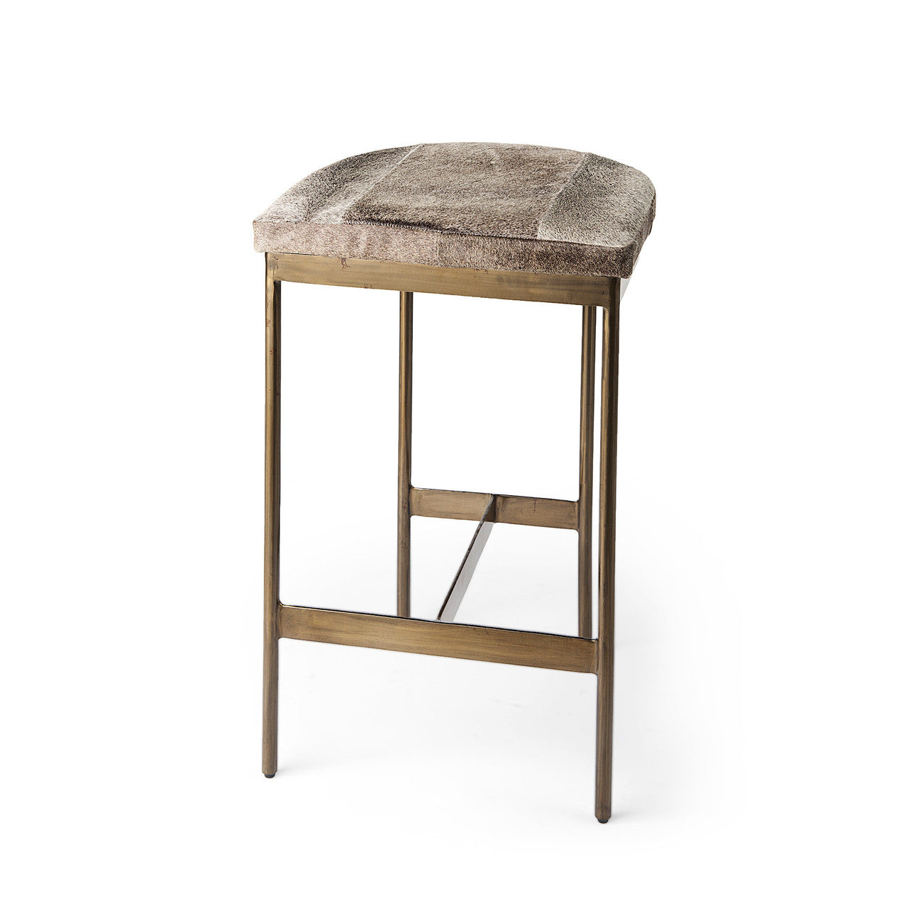 Millie 16.75 X 17.75 X 26.25 Hair-on-hide Seat W/ Gold Metal Frame Counter Stool