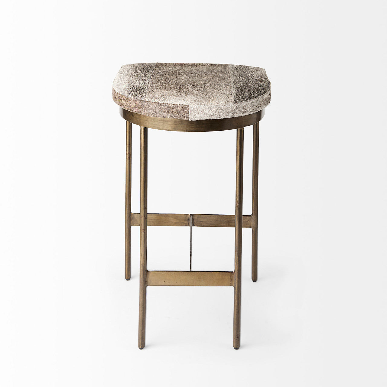 Millie 16.75 X 17.75 X 26.25 Hair-on-hide Seat W/ Gold Metal Frame Counter Stool