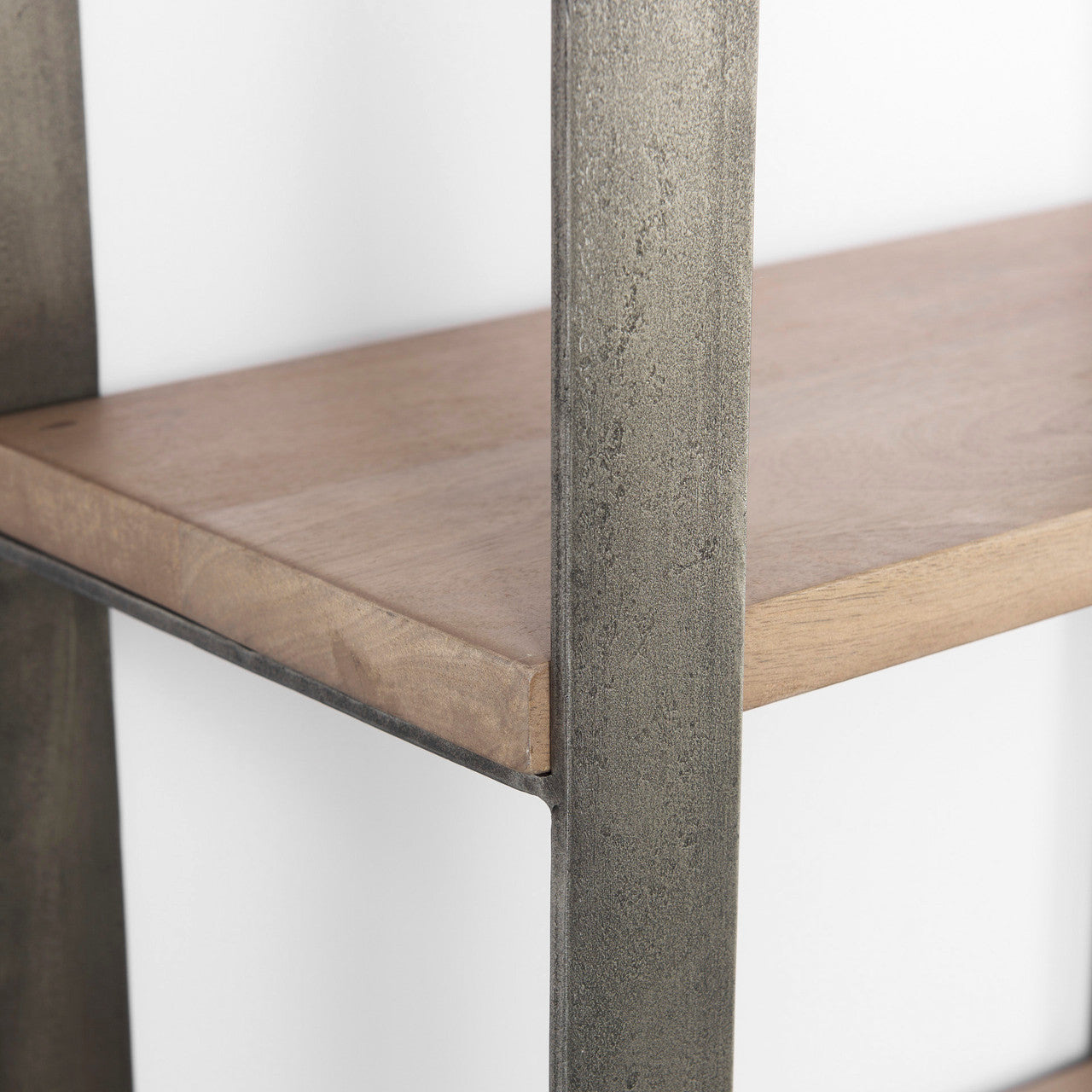 Taunton 80L x 10.5W x 90H Medium Brown Wood W/ Antique Nickel Metal Frame 6 Tier Shelving Unit