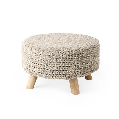 Bina Light Gray 4 Legged Wool Stool