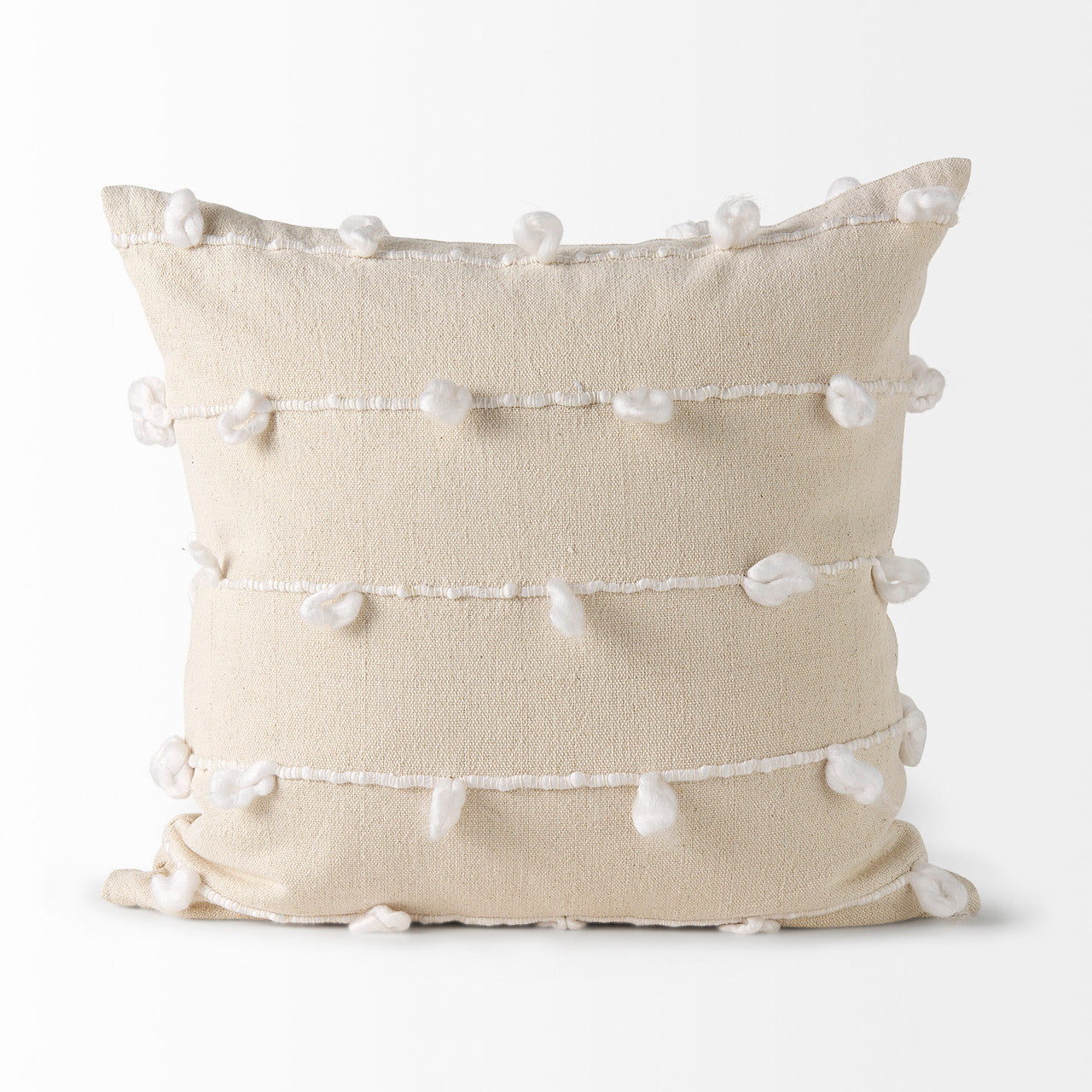 Erica 20 x 20 Cream With White Detail Decorative Pillow Cover
