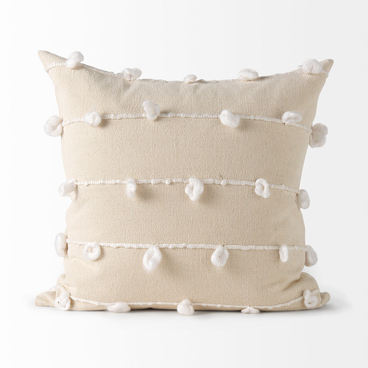 Erica 20 x 20 Cream With White Detail Decorative Pillow Cover