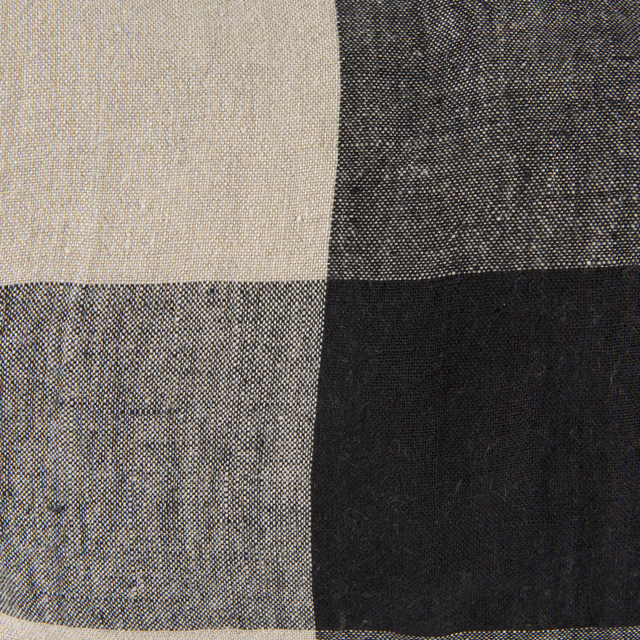 Raquel 13L x 21W Beige and Black Fabric Plaid Decorative Pillow Cover