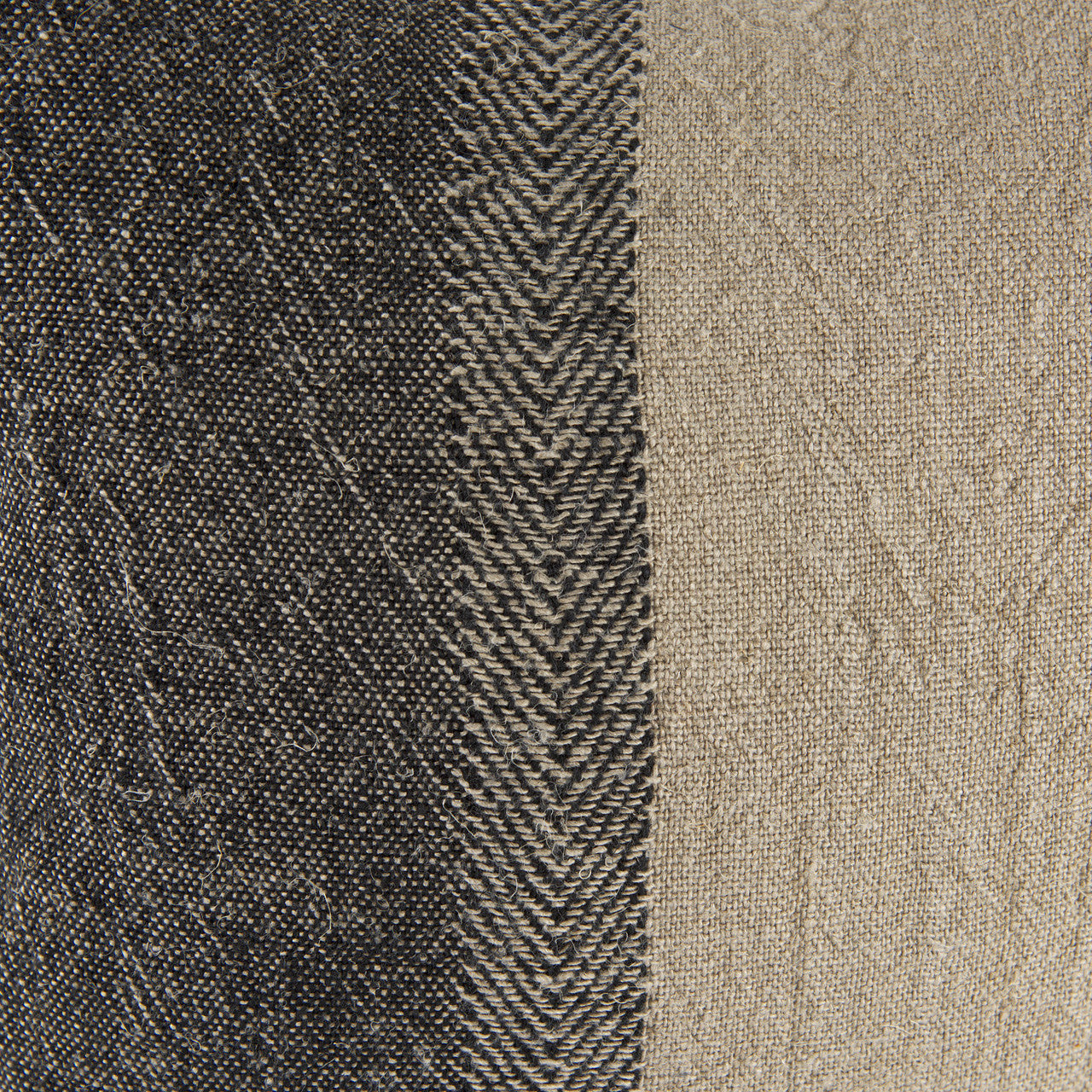 Isolde 20L x 20W Beige and Black Fabric Color Blocked Decorative Pillow Cover