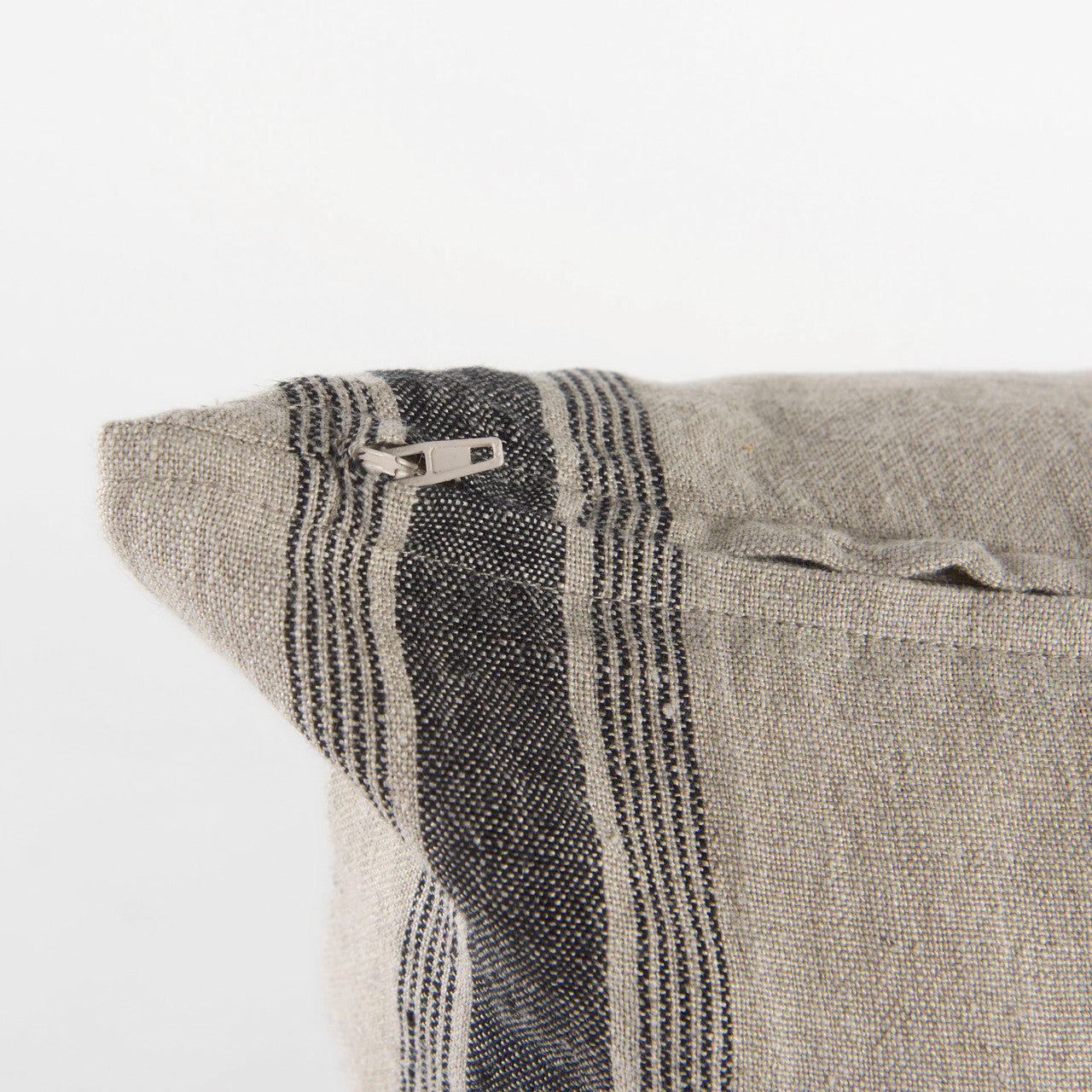 Hattie 20L x 20W Beige and Black Fabric Striped Decorative Pillow Cover