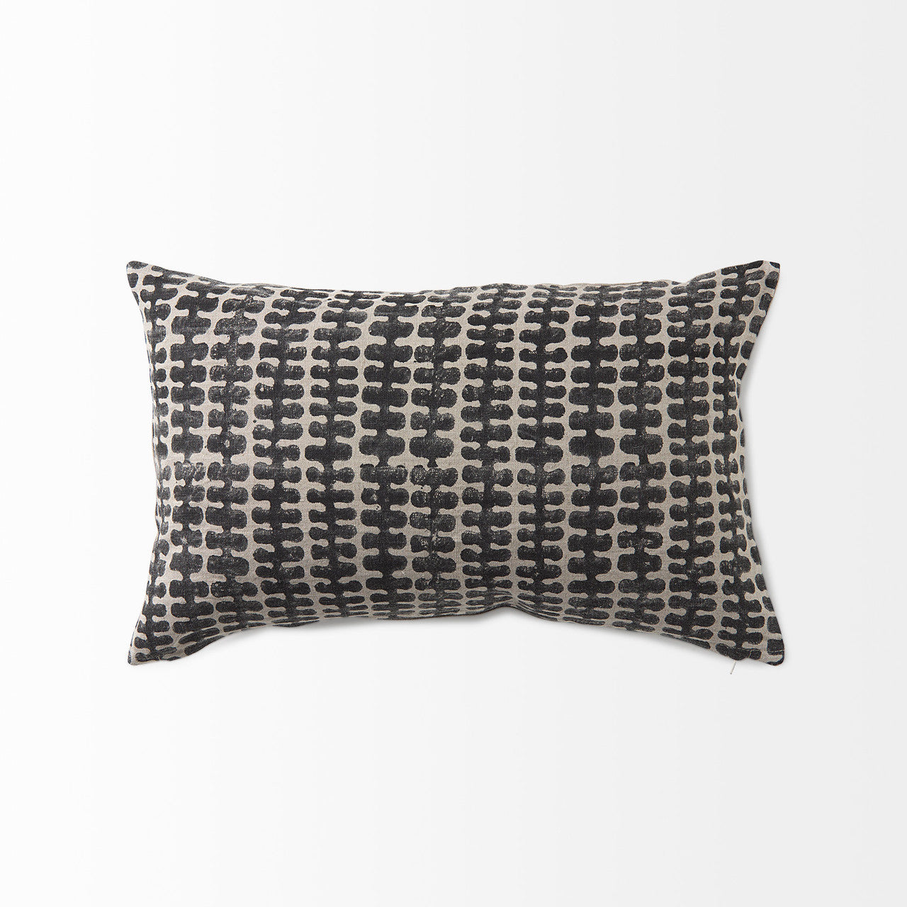 Miriam 13L x 21W Beige and Black Fabric Patterned Decorative Pillow Cover