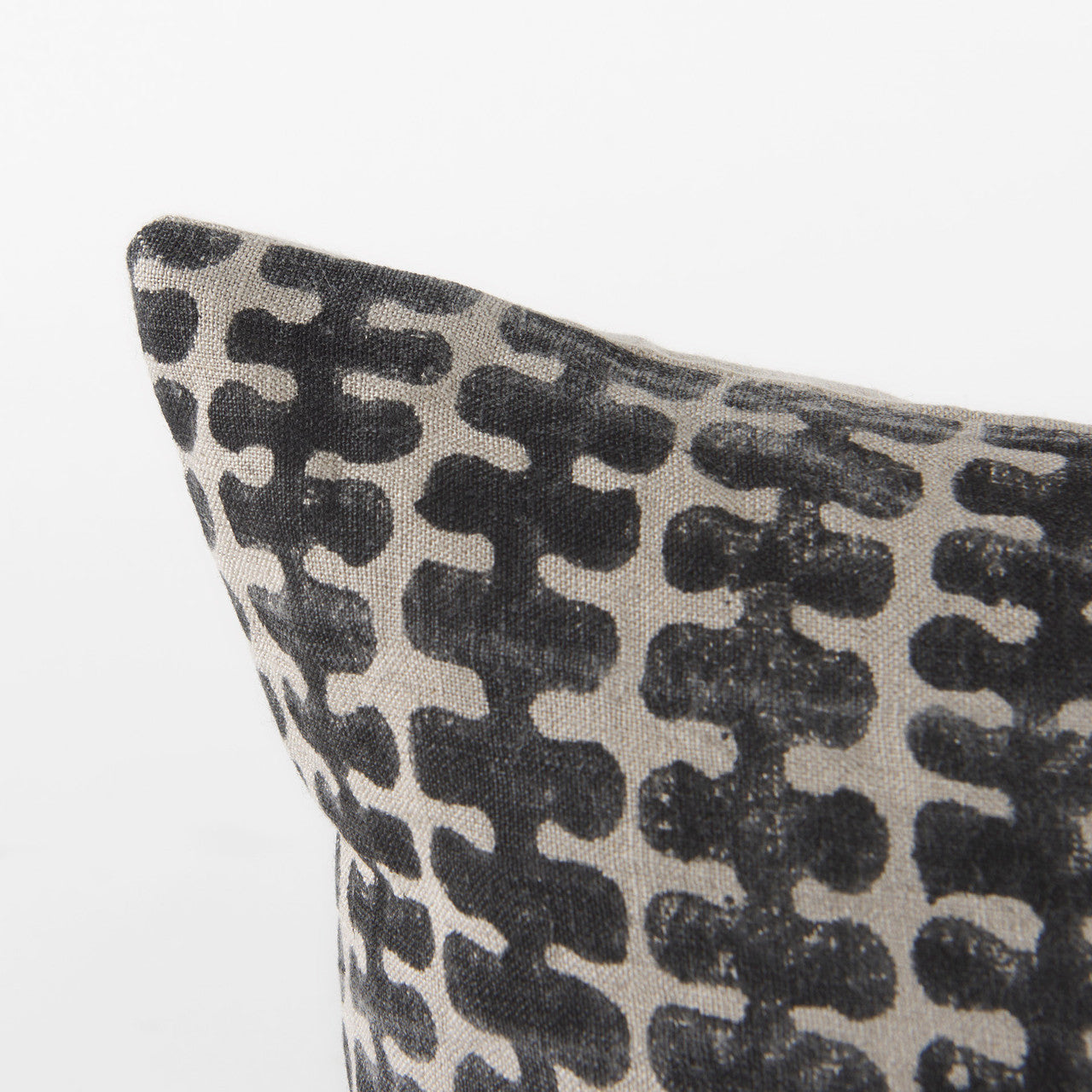 Miriam 13L x 21W Beige and Black Fabric Patterned Decorative Pillow Cover