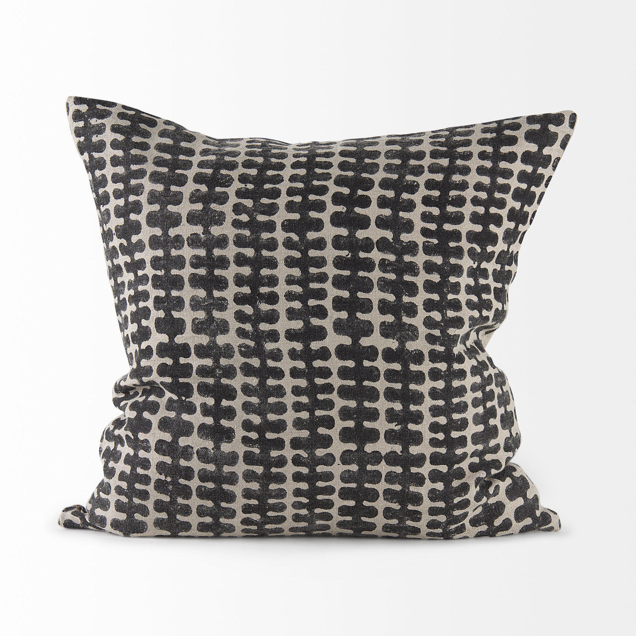 Miriam 18L x 18W Beige and Black Fabric Patterned Decorative Pillow Cover