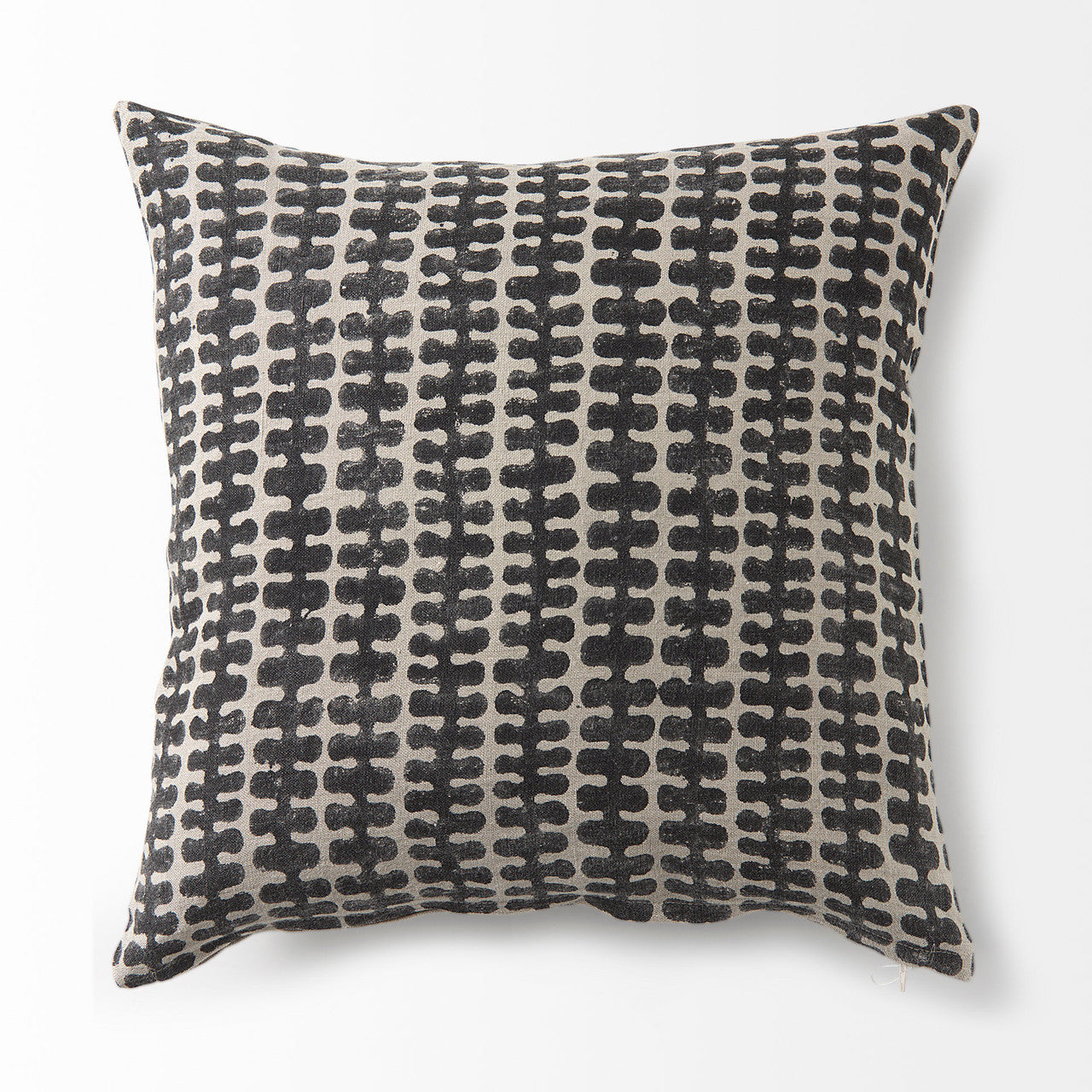 Miriam 18L x 18W Beige and Black Fabric Patterned Decorative Pillow Cover