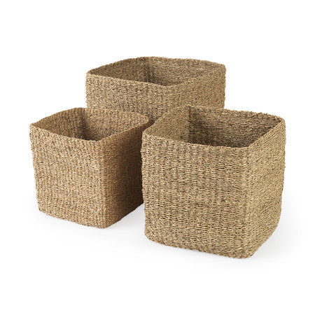 Copenhagen Medium Brown Square Twisted Seagrass Square Basket