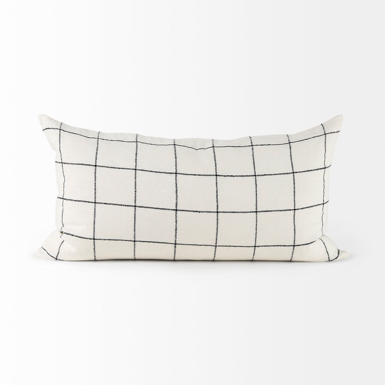 Suzanne 14 x 26 White/Black Square Pattern Decorative Pillow Cover