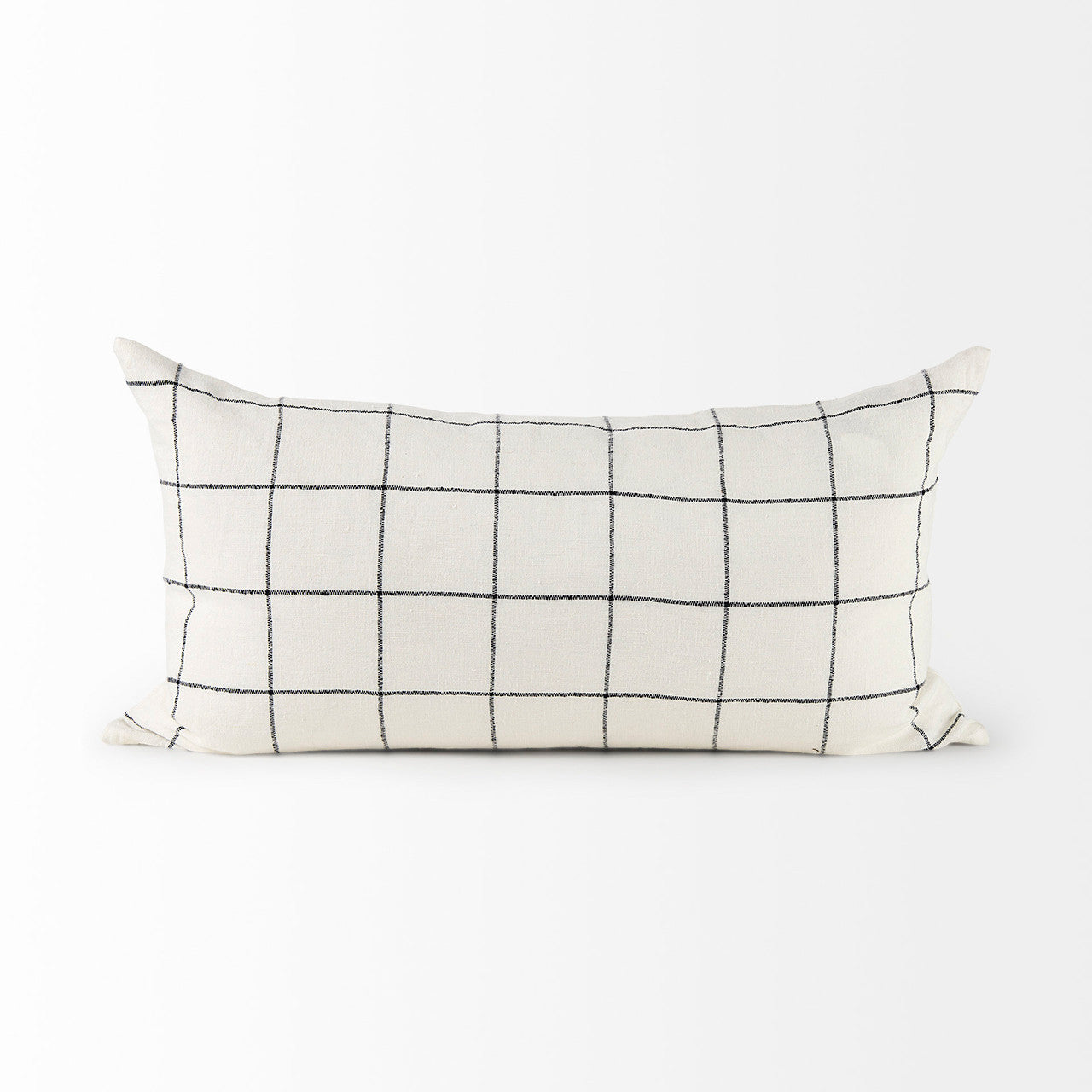 Suzanne 14 x 26 White/Black Square Pattern Decorative Pillow Cover