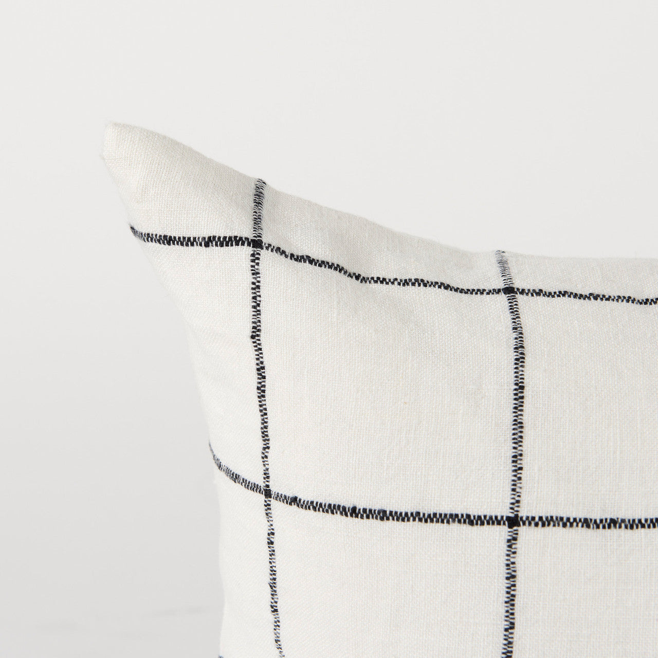 Suzanne 14 x 26 White/Black Square Pattern Decorative Pillow Cover