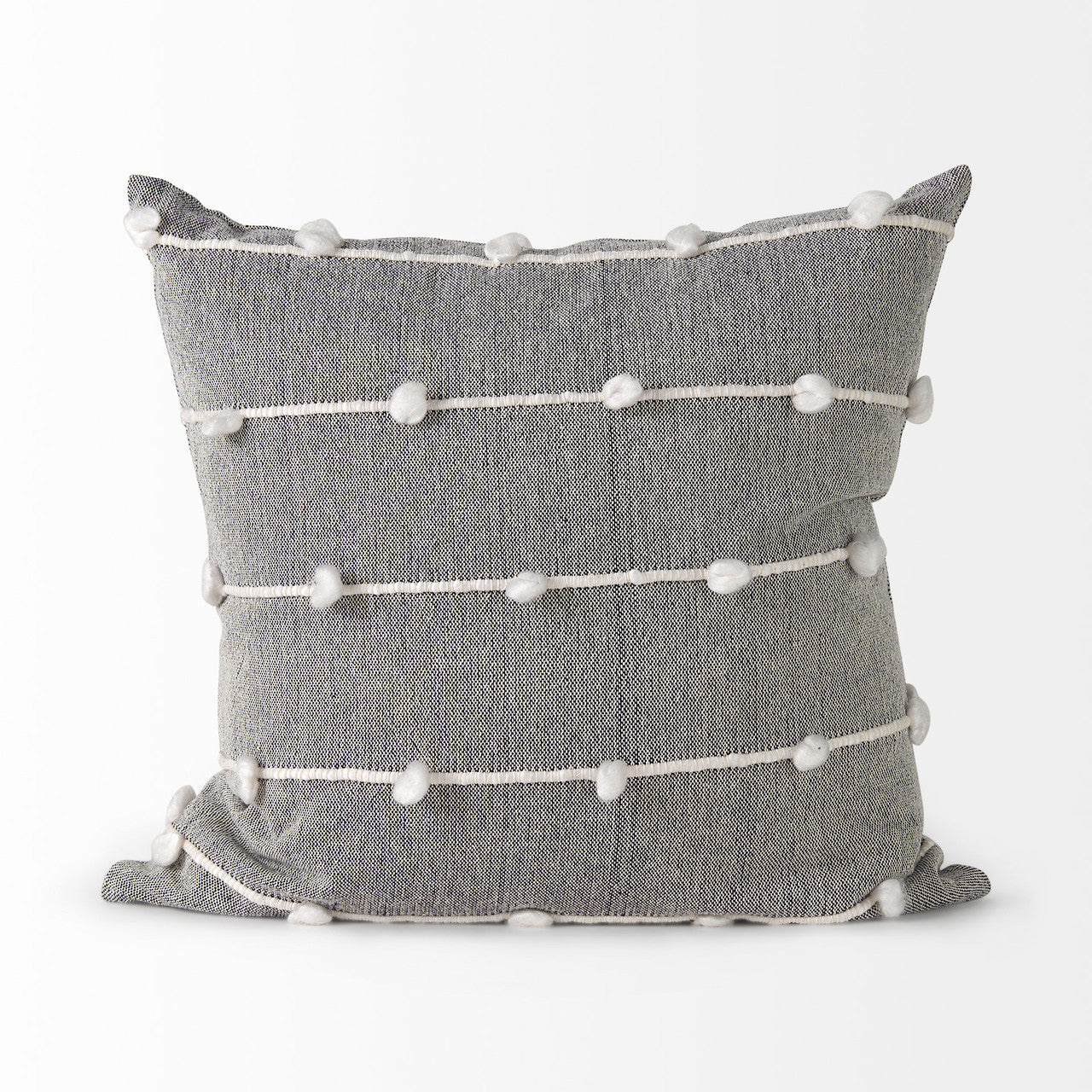 Linda 20 x 20 Navy And Cream With White Detail Decorative Pillow Cover