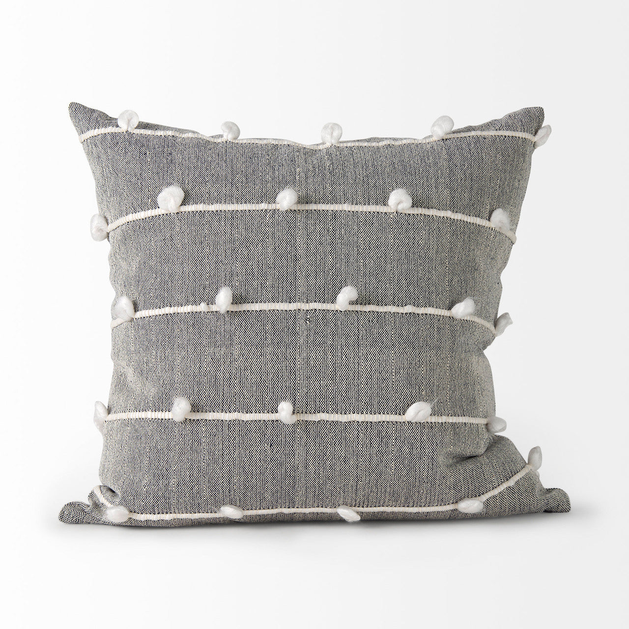 Linda 20 x 20 Navy And Cream With White Detail Decorative Pillow Cover