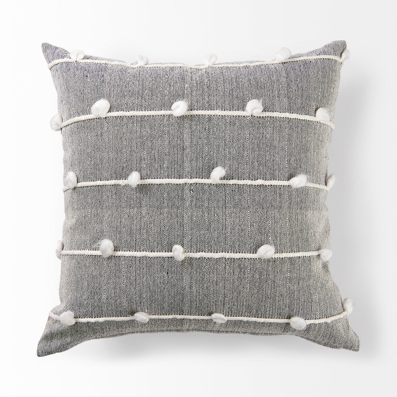 Linda 20 x 20 Navy And Cream With White Detail Decorative Pillow Cover