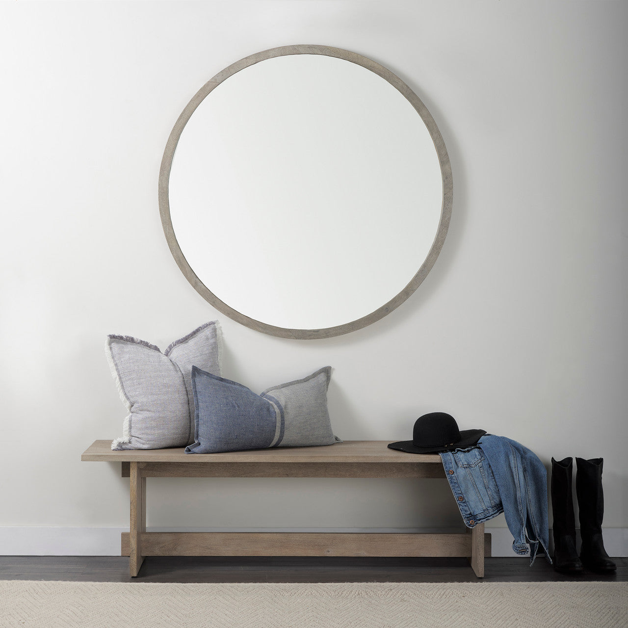Aida 18H Light Gray Wood Dining Bench